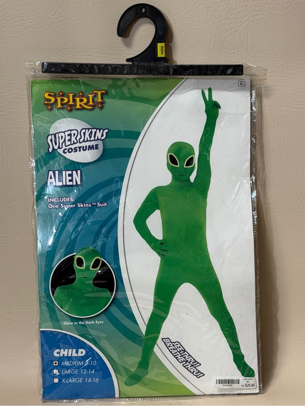 Spirit Green Alien SuperSkins Costume Sz M 8/10